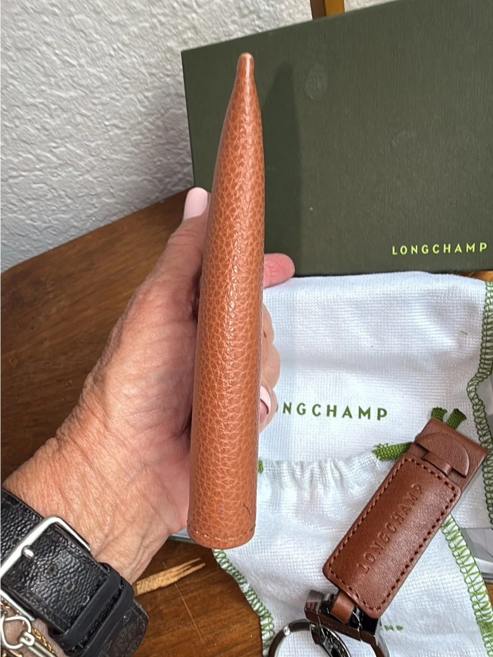 Longchamp Le Foulonne Leather Coin Purse With Removable Card Holder and key
